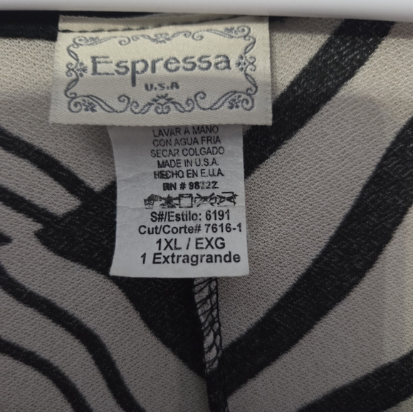 Espressa Abstract Black and Tan Tunic Top - Picture 2 of 4